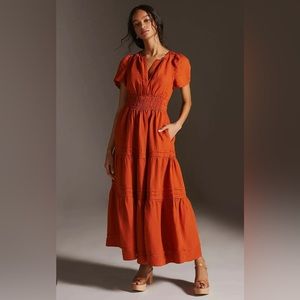 Anthropologie somerset maxi brick orange/brown dress